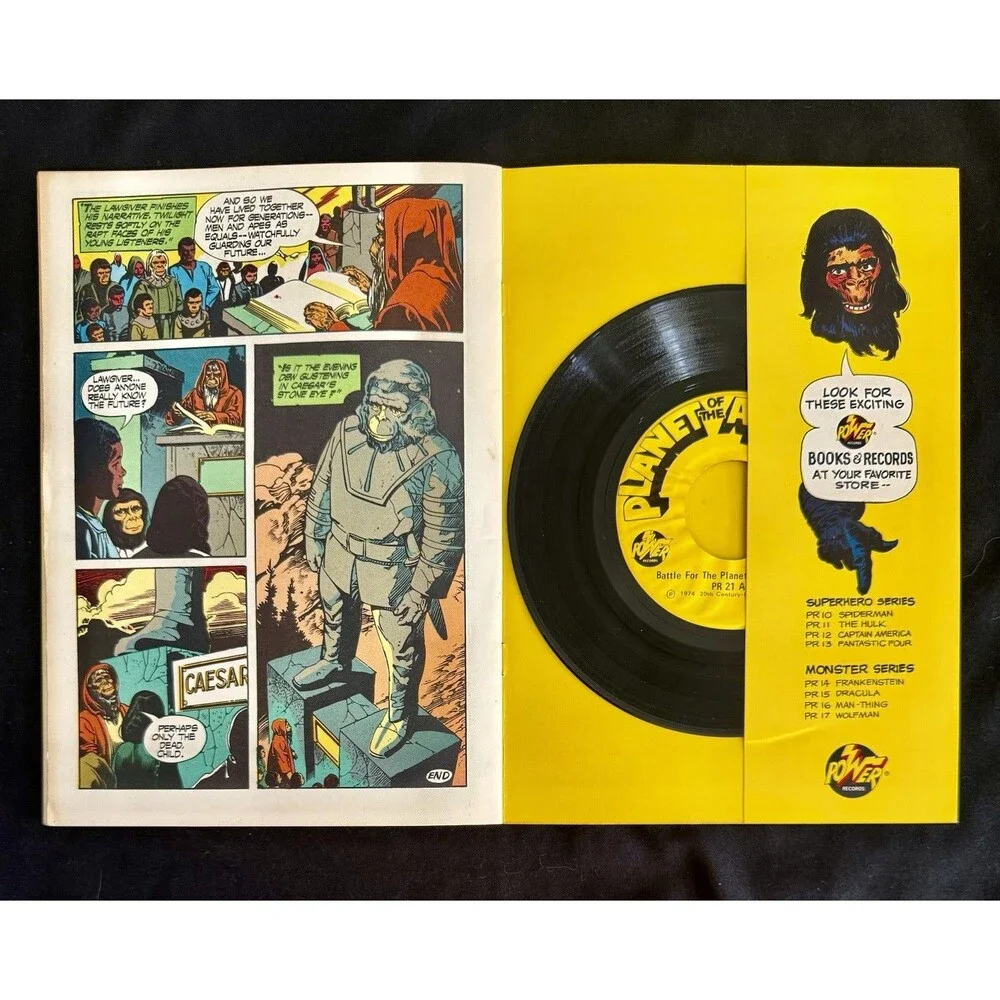 Battle For The Planet of the Apes Book & Record Vintage 1974 Near Perfect Condit